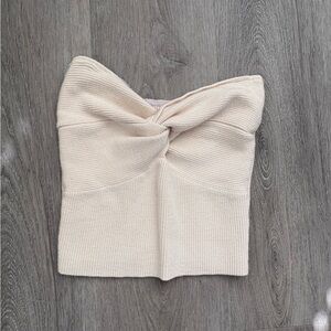 Forever 21 Cream Ribbed Crop Top